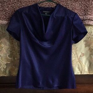 Brooks brother Brand New draped navy blue satin top blouse
